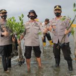 Sambut Hari Bhayangkara Ke-75, Polres Sinjai Tanam Pohon Bakau (Mangrove) Dipinggir Pantai.