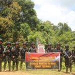 HUT TNI ke-77 Satgas Pamtas RI-PNG Yonif 725/Wrg, Pos 3/B Kombut Laksanakan Patroli Patok Perbatasan Indonesia – Papua New Guinea