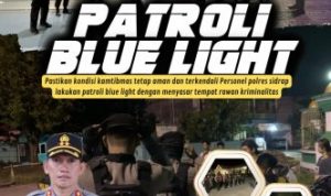 Antisipasi Kamtibmas dan Kamseltibcar Lantas di Akhir Pekan,  Personel Polres Sidrap Lakukan Patroli Blue Light