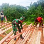 Tingkatkan Mutu Pendidikan, Satgas Pamtas Yonif 725/Wrg membantu Pembangunan Rumah Belajar di Daerah Ujung Perbatasan.