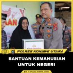 Kapolres Konawe Utara Serahkan Bantuan Kemanusian Kepedulian Polri di Bulan Ramadhan.