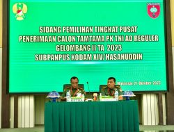 172 Calon Mengikuti Sidang Pemilihan Tingkat Pusat Cata PK TNI AD Gel II TA 2023, Pangdam XIV/Hsn Harap Hasil Penilaian Dapat Kuota Yang Terbaik