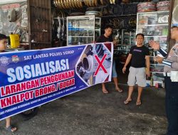 Kanit Kamsel Sat Lantas Polres Sidrap Beri Sosialisasi dan Edukasi Larangan Penjualan dan Penggunaan Knalpot Brong 