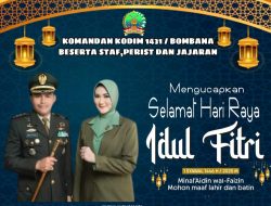 Komandan Kodim 1431/Bombana Beserta Staf Persit dan Jajarannya, Mengucapkan Selamat Hari Raya Idul Fitri 1 Syawal 1446 H